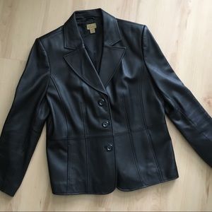 Genuine Leather Black Blazer